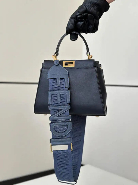 Fendi 8BN244 Peekaboo Mini Navy Blue leather bag 2125