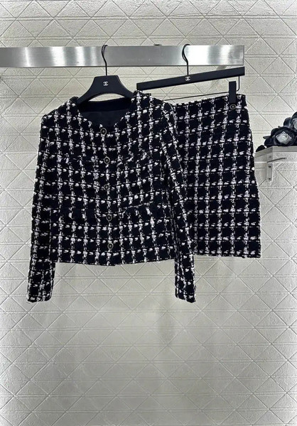 Chanel Women's Plaid nylon jacket + skirt set  Clothing Coat C62302