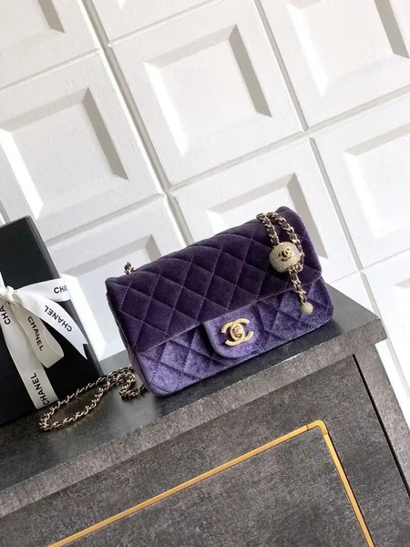 Chanel AS1787 Mini Flap Bag 25B Velvet Purple