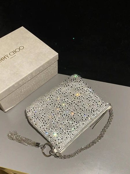 Jimmy Choo Callie Bag with with Dégradé Crystals CALLIEQIB000769 White