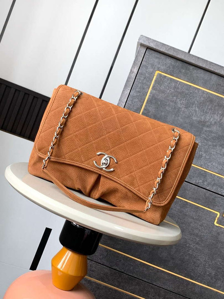 Chanel A90090 Flap Bag Vintage Earthy Yellow Suede Silver