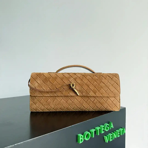 Bottega Veneta BV 741511 Suede Leather Long Clutch Andiamo With Handle Bv99017