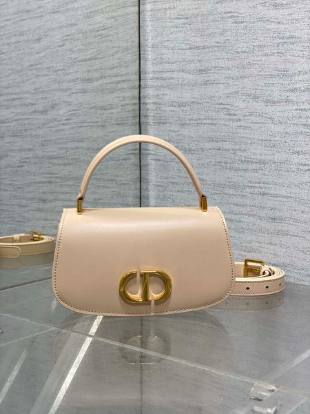 Dior M9370 Small 30 Montaigne Avenue Top Handle Bag Apricot Ribbed Calfskin