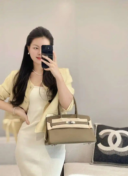 Hermes Shoulder Birkin 29 Etoupe Evercolor Palladium Hardware H92202