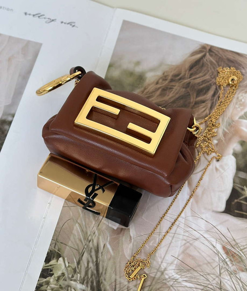 Fendi 7AS368ABVEF0K7E Mamma Baguette Nano Brown leather miniature 8677mini