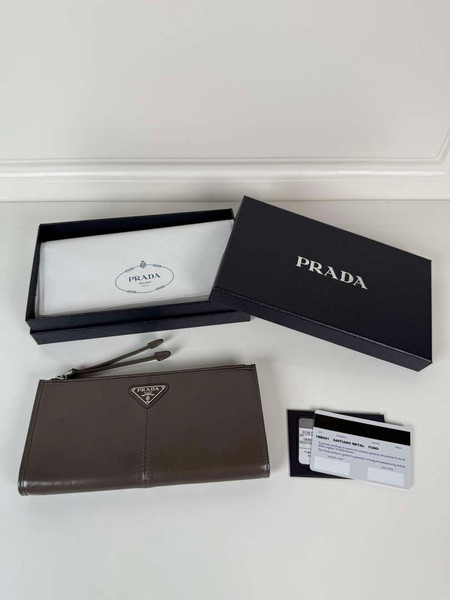 Prada 1MB051 Leather pouch Gray