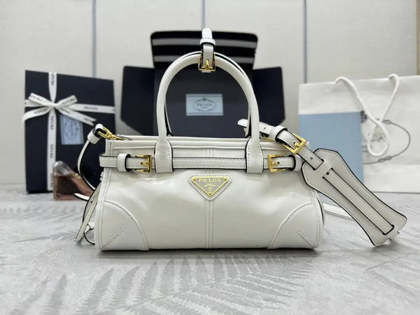Prada 1BA486 Bonnie leather mini handbag White