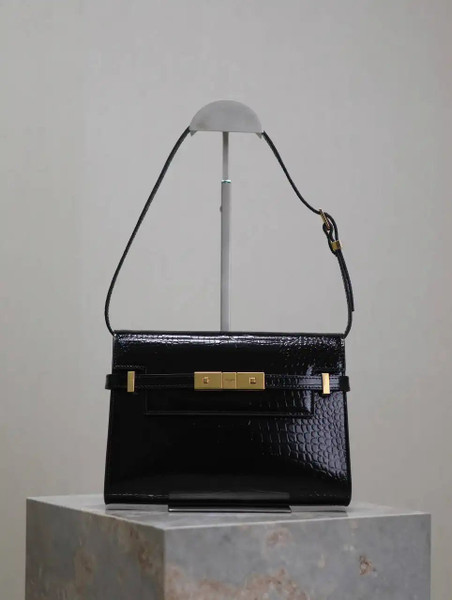 YSL 675626 MANHATTAN small in BOX Crocodile Leather Black