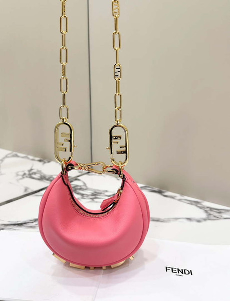 Fendi 7AS089 Nano Fendigraphy Rose Pink Leather Charm 80056S
