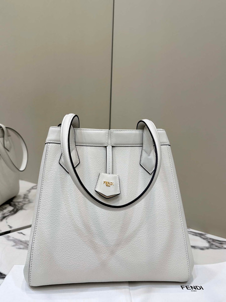 Fendi Origami Medium 8BH414 White leather bag that can be transformed 8626