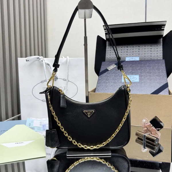 Prada Re-Edition Saffiano leather mini-bag 1BC204 Black