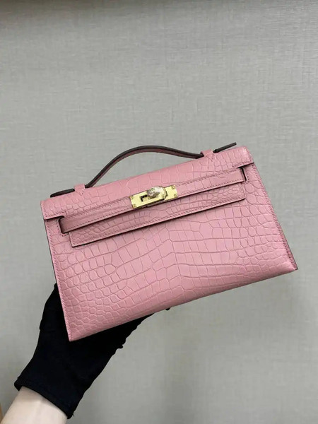 Hermes Kelly Pouchette Matte crocodile Leather clutch bag H231045