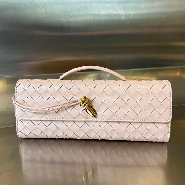 Bottega Veneta BV 741511 Long Clutch Andiamo With Handle Emerald Pink