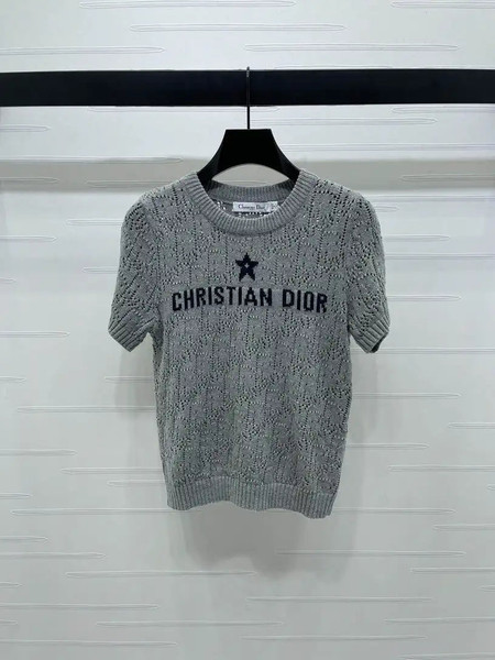 Dior Women Knitted short sleeves hollow jacquard Sweater D38618