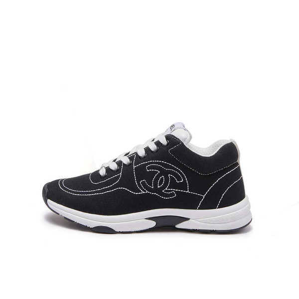 Chanel G46084 Women 24B Trainers Cotton  Black & White C91281