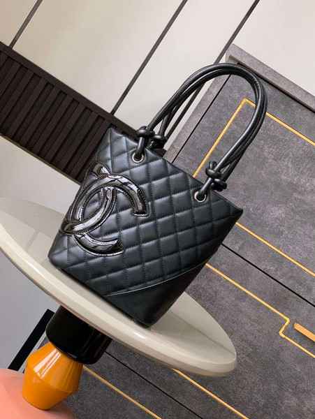 Chanel A98002 Vintage Bucket bag Black with Patent leather