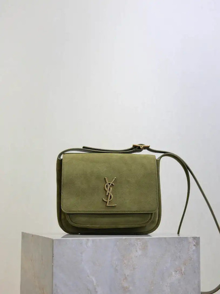 YSL 633151 Niki Baby Chain Bag Suede leather Green