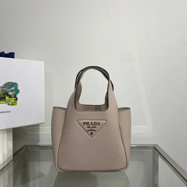 Prada 1BA349 Mini leather handbag Nude Silver