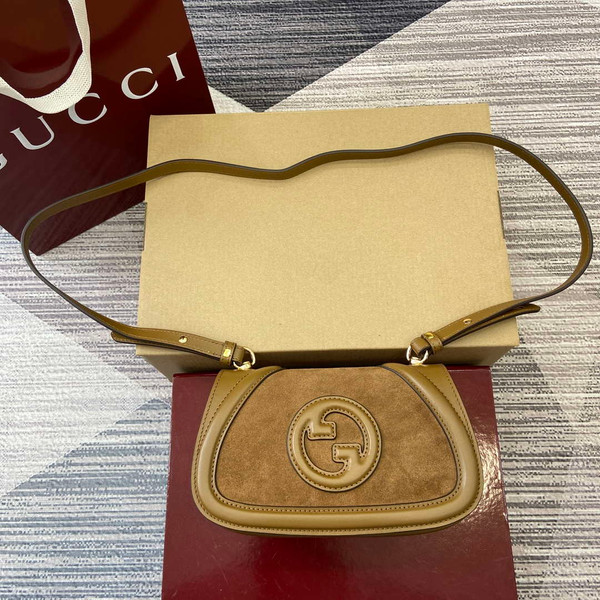 Gucci 815700 Gucci Blondie mini shoulder bag Suede leather Brown
