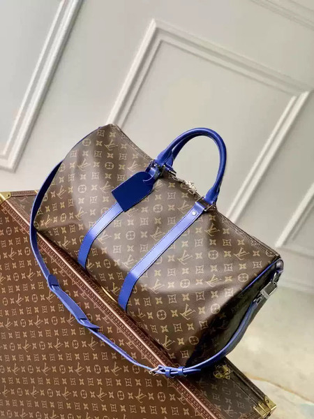LV M46772 Louis Vuitton Keepall Bandoulière 50 Travel Bag Monogram Blue M12633