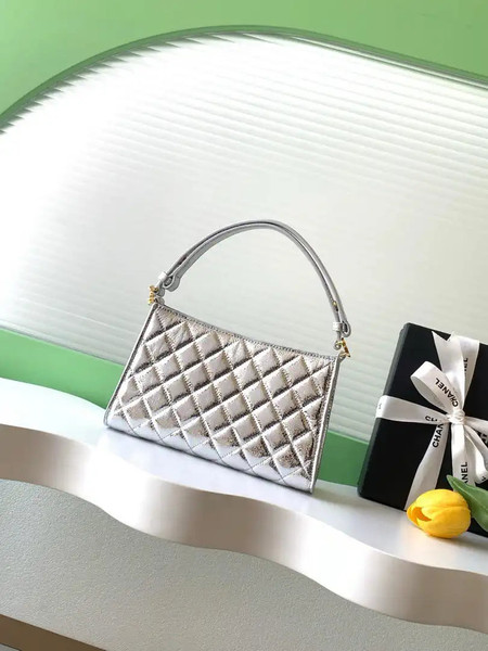 Chanel 26X AS6045 Hobo bag Lambskin Silver