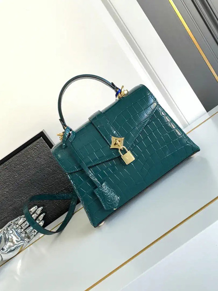 LV M84714 Louis Vuitton Crocodile pattern MM Turquoise
