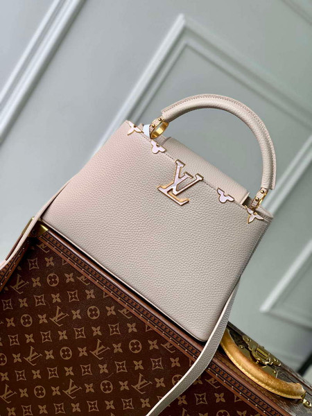 LV M11341 Louis Vuitton Capucines MM Handbag Galet Gray