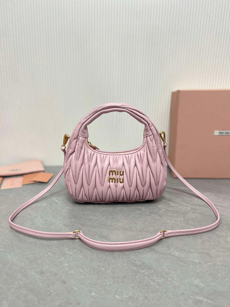MiuMiu 5BC125 Small Matelassé nappa leather handbag Light Pink