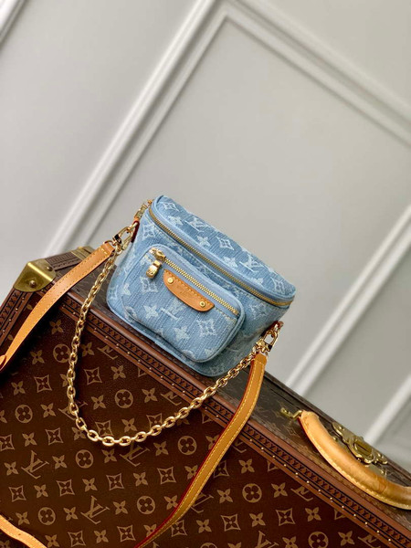 LV M83353 Louis Vuitton Mini Bumbag Monogram Empreinte Denim Blue