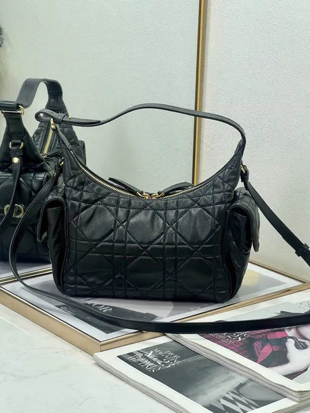 Dior Medium D-Dream Bag M6323 Black Macrocannage Lambskin