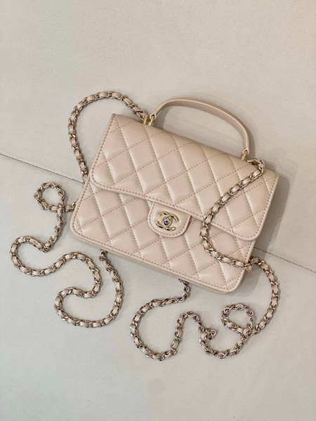 Chanel 25SS Flap Bag Lambskin With Top Handle AS4450 Apricot