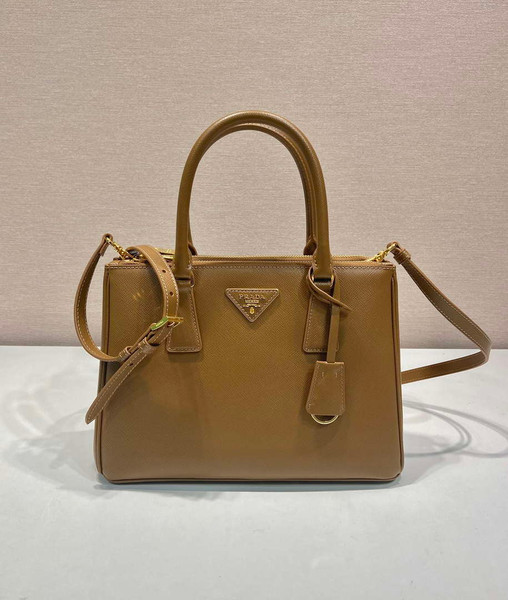 Prada 1BA863 Medium Prada Galleria Saffiano leather bag Cross pattern Natural