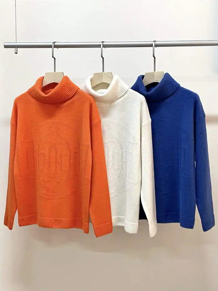 Hermes Women Hermes embossed pattern turtleneck sweater H33352
