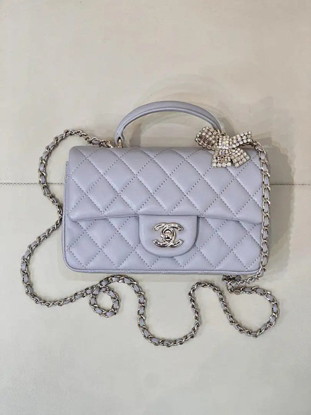 Chanel AS2431 Mini Classic Handbag With Top Handle CC19047 Strass & Gold-Tone Metal