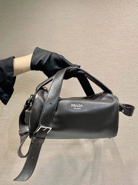 Prada leather shoulder bag 2VH188 Dark Brown