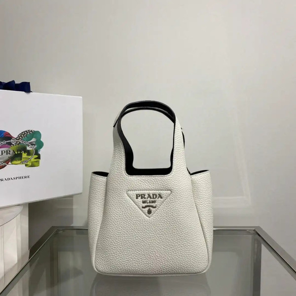 Prada 1BA349 Mini leather handbag White Silver