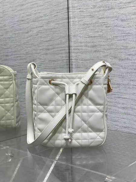 Dior Small D-Motion Bag Macrocannage Lambskin M2851 White