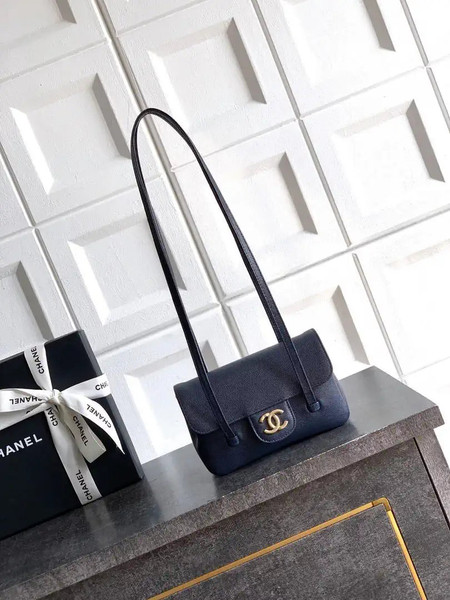 Chanel AP5068 Mini Flap Bag Grained Shiny Calfskin & Gold-Tone Metal Navy Blue