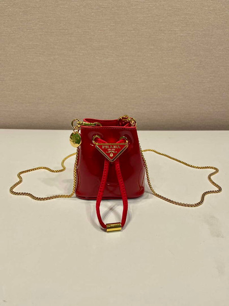 Prada 1NR016 patent leather mini pouch Red