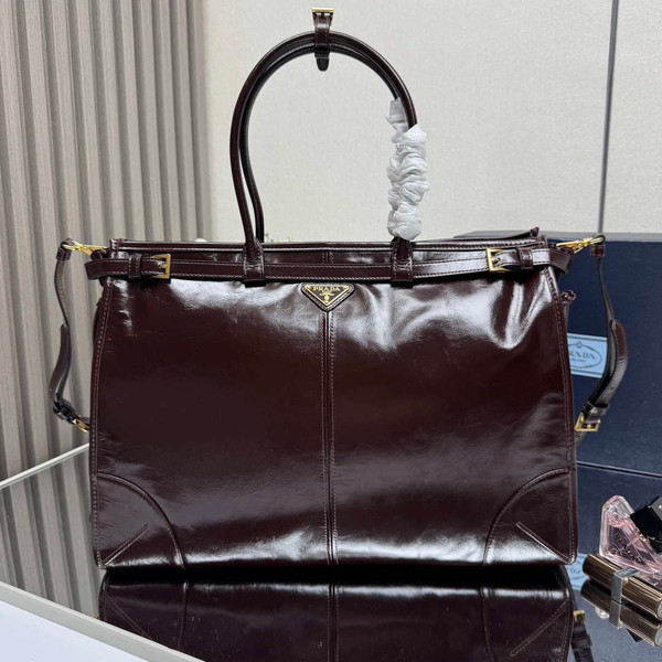 Prada 1BA439 Prada Bonnie extra large leather handbag Wine Red