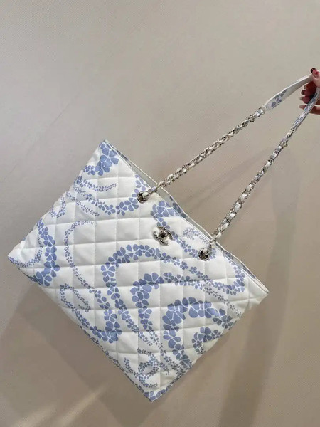 Chanel Beach Fabric Printed Pattern Shopping Bag AS5429 Blue