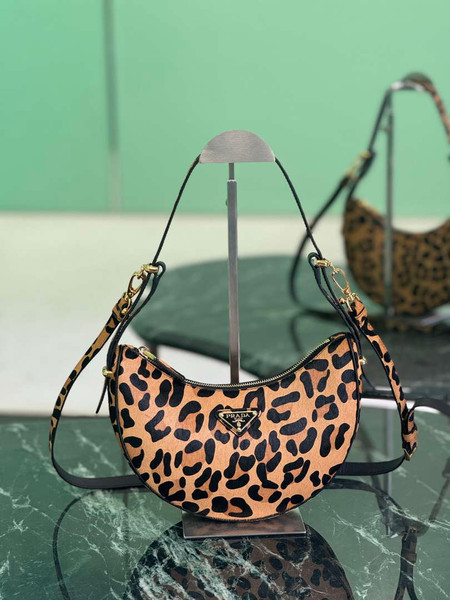 Prada 1BC194 Prada Arqué printed leather shoulder bag Honey
