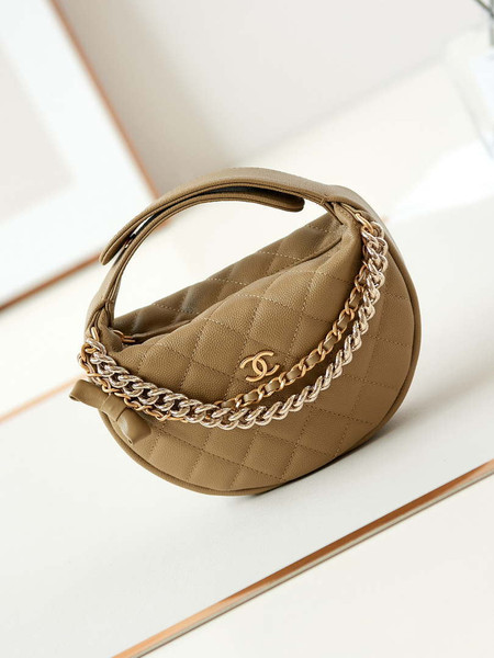 Chanel AP3943 Pouch Grained Shiny Calfskin & Gold-Tone Metal Apricot