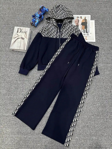 Dior Women Hoodie Jacket & Wide-Leg Pants D386707