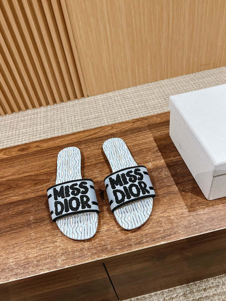 Dior KCO109EZO Dway Slide Embroidered Cotton Miss Dior Allover Motif Shoes D82989