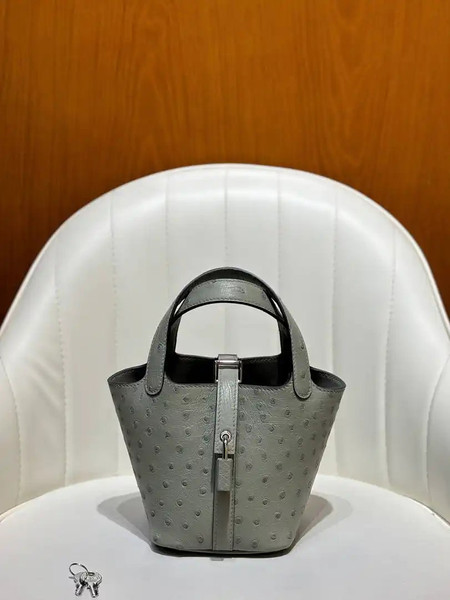 Hermes Picotin Ostrich Bag Lock 14cm 18cm H330301