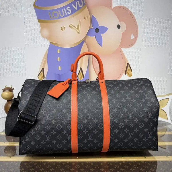 LV M15253 Louis Vuitton Keepall Bandoulière 55 Travel Bag Monogram Eclipse