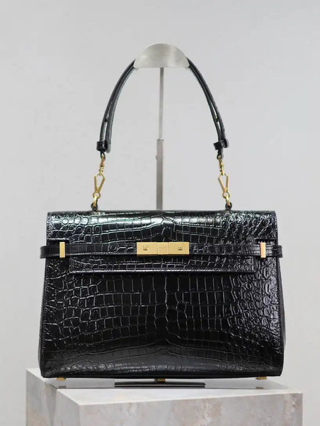 YSL 769512 Large MANHATTAN in BOX SAINT LAURENT Crocodile leather Black