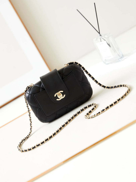 Chanel AS5178 Evening Chain Bag Lambskin Gold-Tone Metal Black