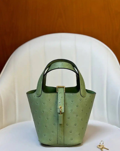 Hermes Picotin Ostrich Bag Lock 14cm 18cm H330307